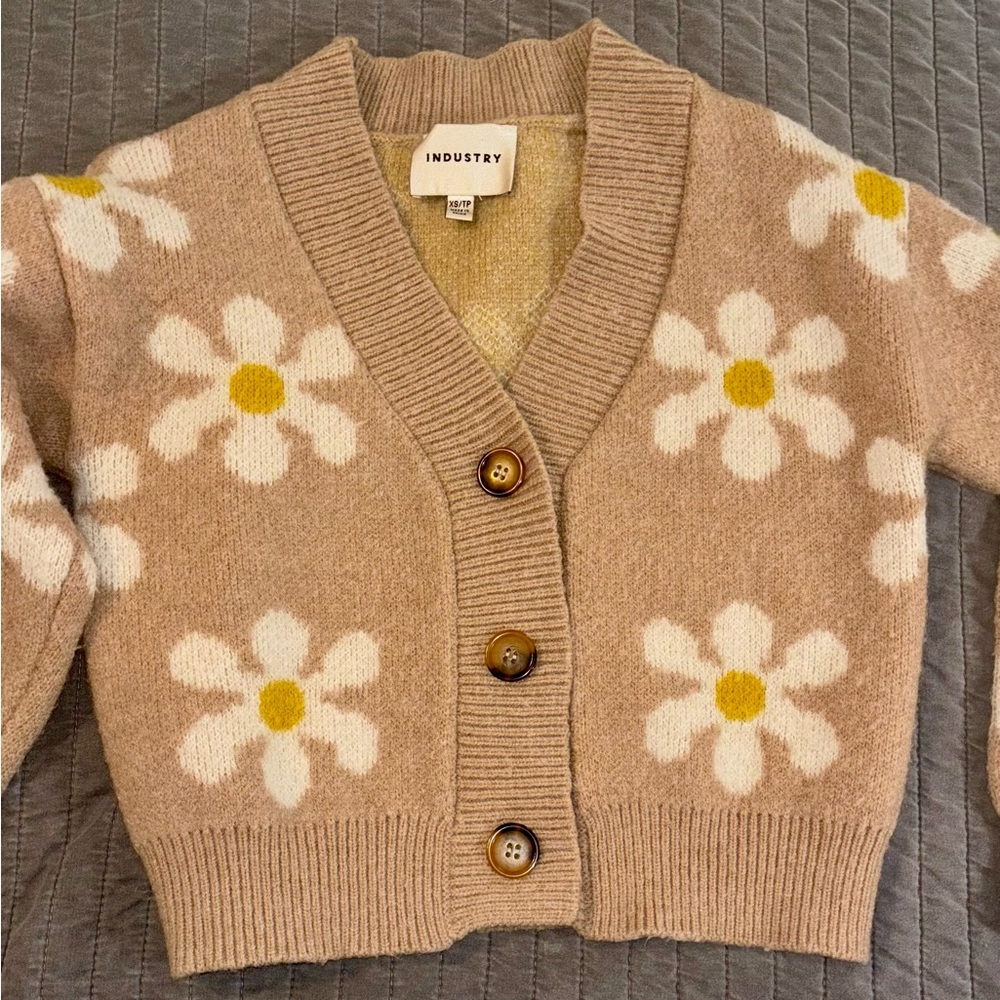Industry Women's Floral Cardigan - Tan and White